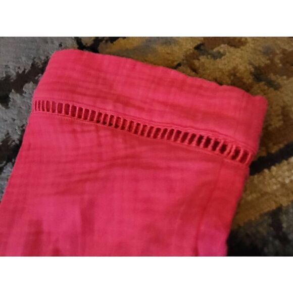 Chico's Dress Women's Medium Coral Maxi Split Neck Ruffle Crochet - Picture 6 of 6